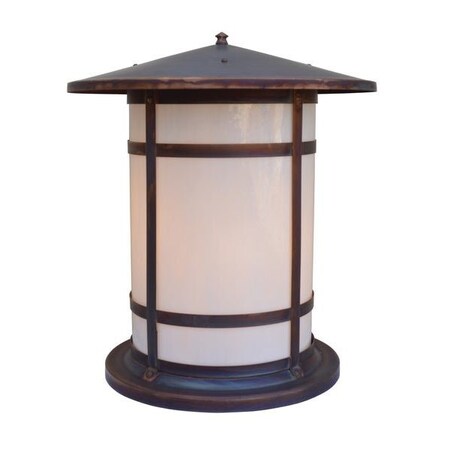 Arroyo Craftsman 17" Berkeley Long Body Column Mount, Black, Off White Glass BC-17LOF-BK